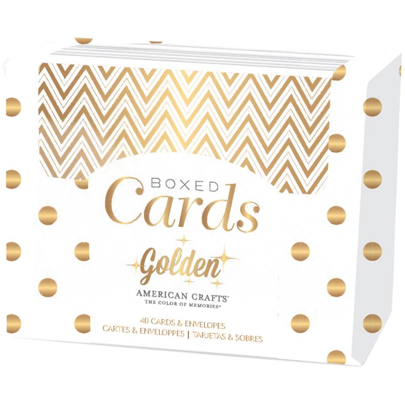 American Crafts A2 Cards W/Envelopes (4.375"X5.75") 40/Box-Golden - Gold Foil