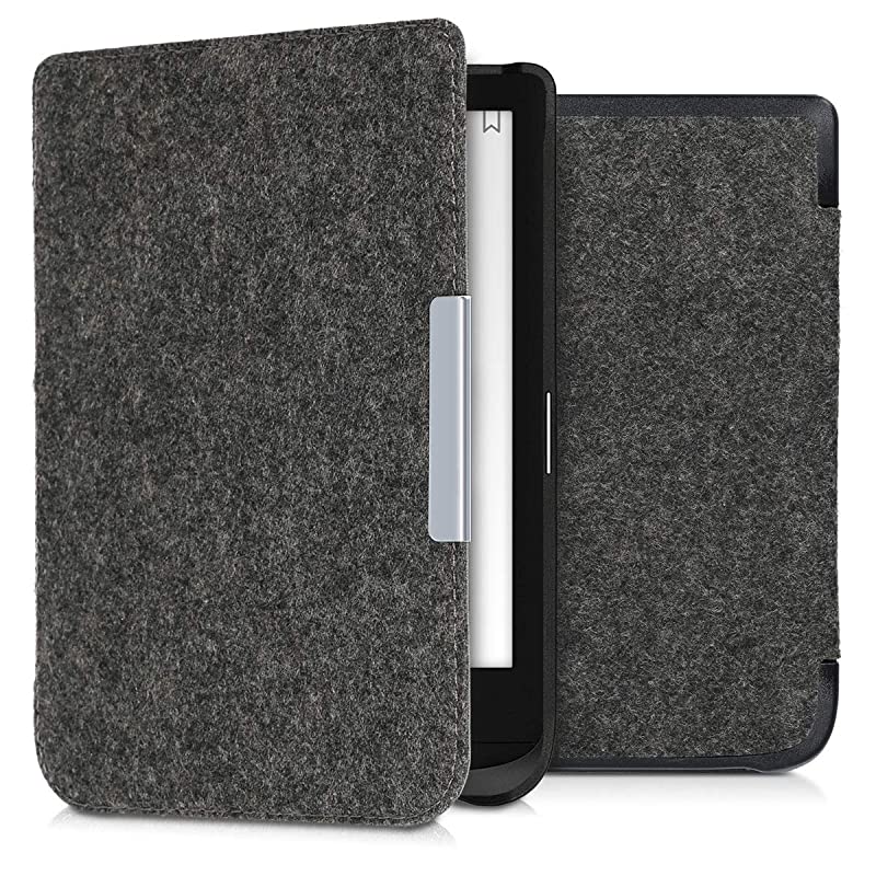 Case for Pocketbook Touch Lux 4Basic Lux 2Touch HD 3 Book Style Felt Fabric Protective eReader Cover Folio Case Dark Grey