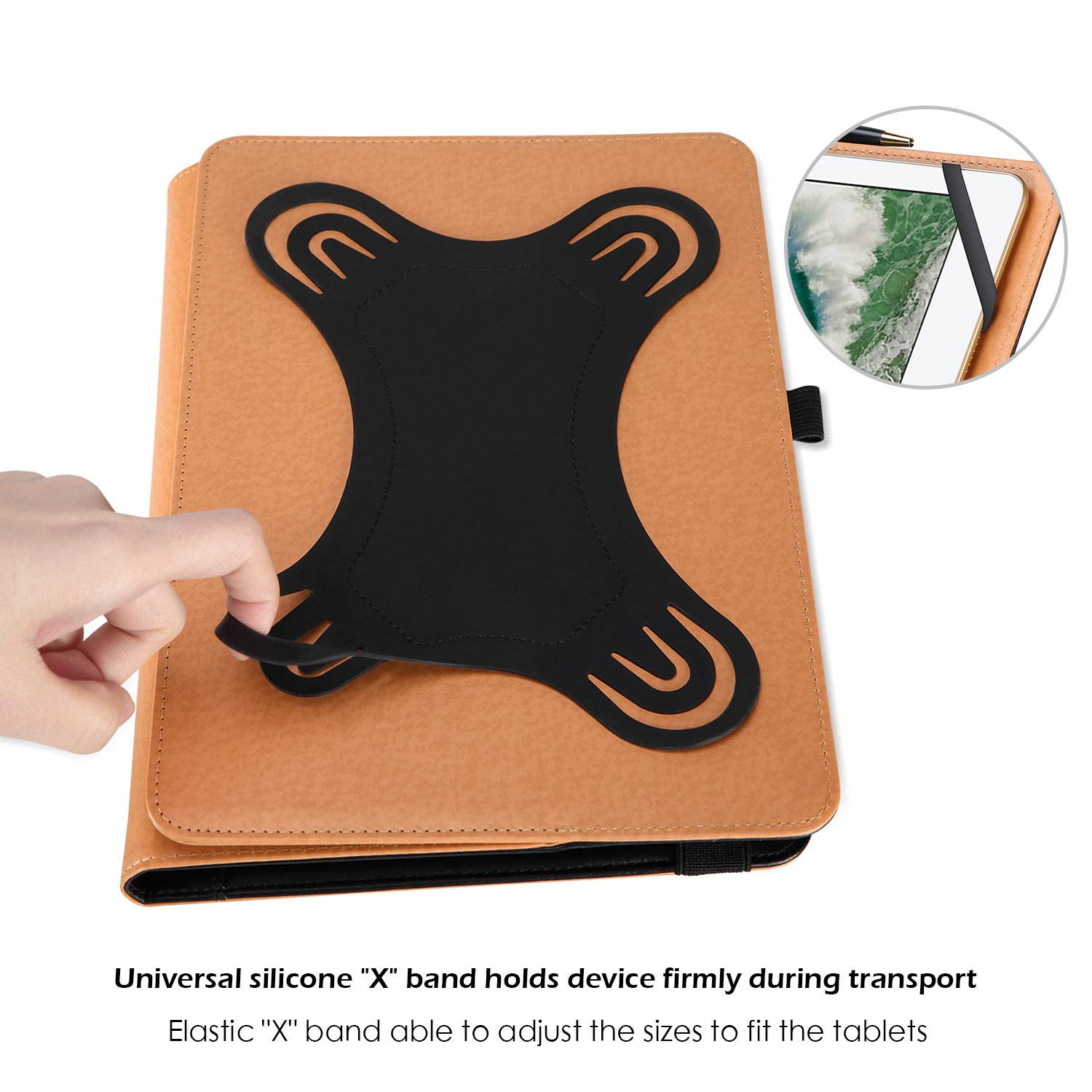 ProCase Universal Case for 9-10 inch Tablet, Stand Folio Universal Tablet Case Protective Cover for 9" 10.1" Touchscreen Tablet, with Adjustable Fixing Band and Multiple Viewing Angles &ndash; Black