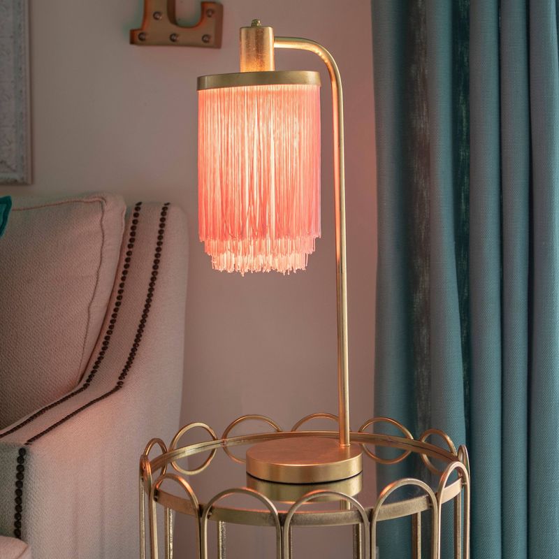 26.5" Framboise Fringe Shade Table Lamp Gold Leaf - Decor Therapy