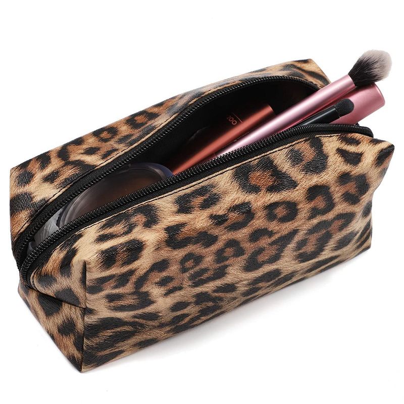 2-Pack Small Leopard Print Travel Cosmetic Makeup Bag, Jewelry Pouch Toiletry Organizer For Women