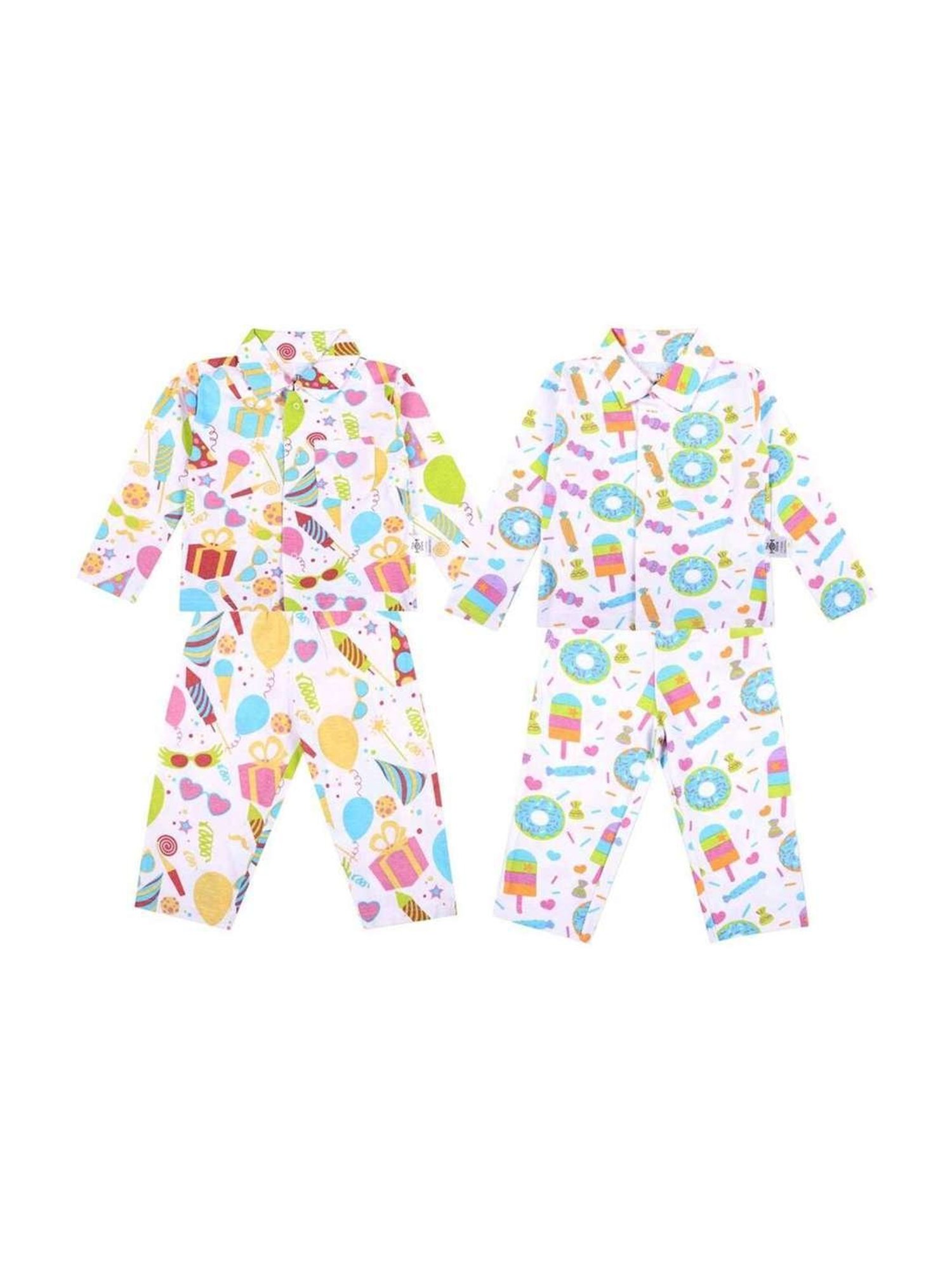 The Mom Store Boys Multicolor Cotton Printed Full Sleeves Shirt Set