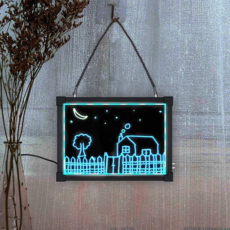 LED Message Writing Board 16 X 12 Illuminated Light Erase Board Acrylic Led Message Board Outdoor Erasable Lighted Letter Board Menu Sign Board with Remote Control8 Colors Chalk Marker