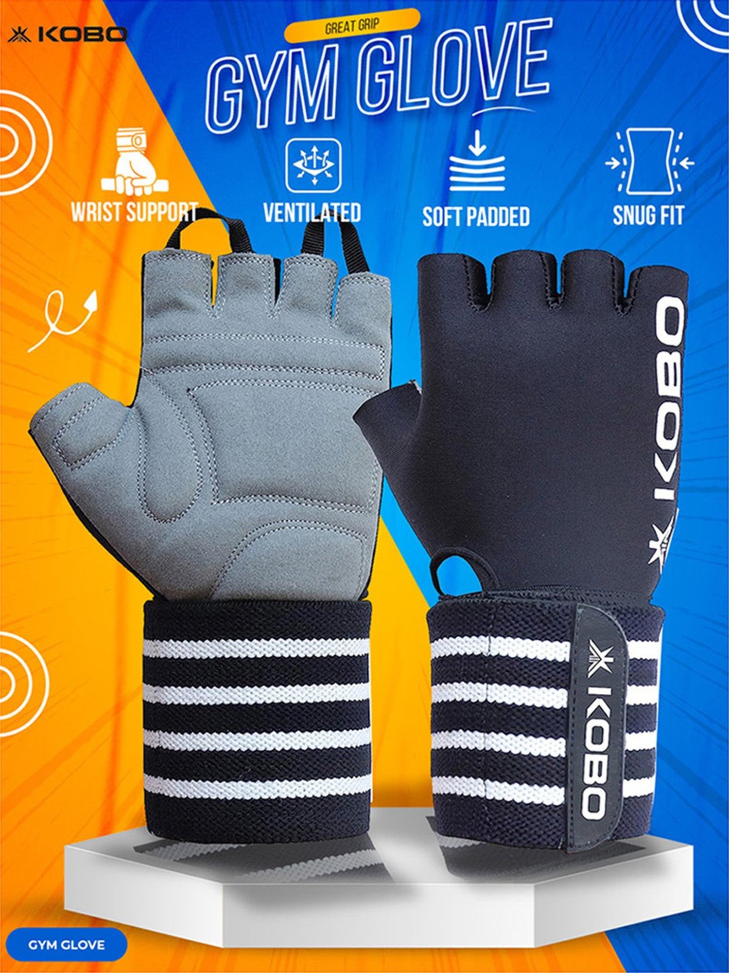 Kobo Weight Lifting Gym Gloves (Black) Size - S
