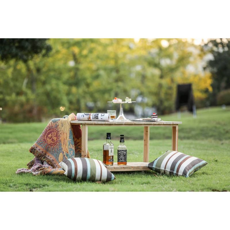 Solid Reclaimed Fir Wood Natural Accent Table - Patio Festival