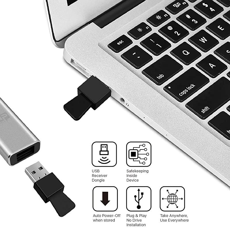 Wireless Presenter Remote Presentation Pointer Clicker PowerPoint Slide Advancer USB Rechargeable PPT Pen Mouse for Mac Windows Keynote Laptop Computer Google Slides Silver