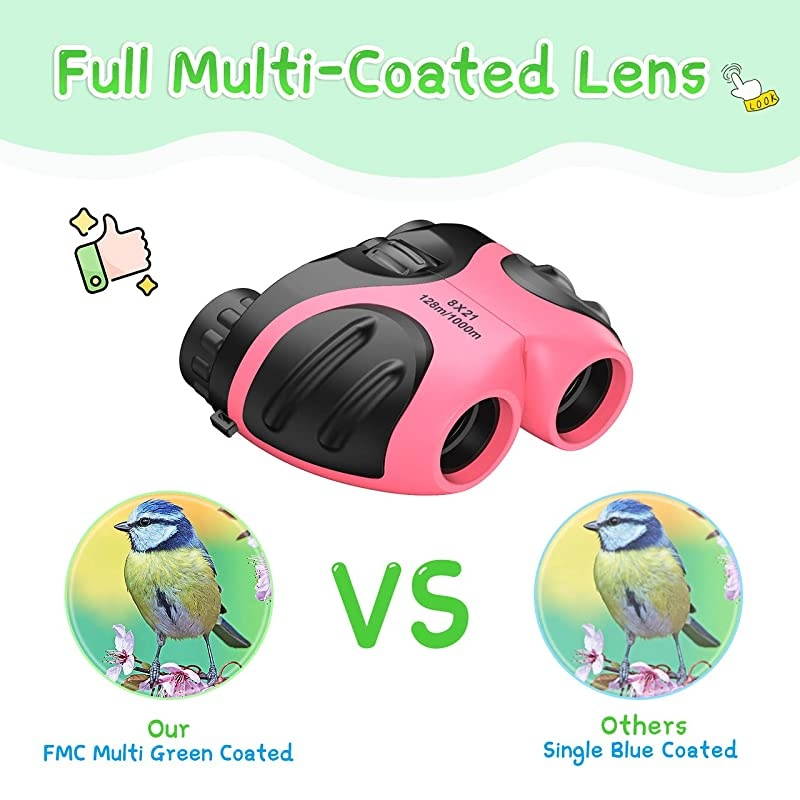 for 312 Year Old Girls Waterproof Binoculars for Kids Girls Age 312 Best Brithday Easter Gifts for Girls 312 Year Old Christmas Xmas Stocking Stuffers Fillers for Girls Pink DL10