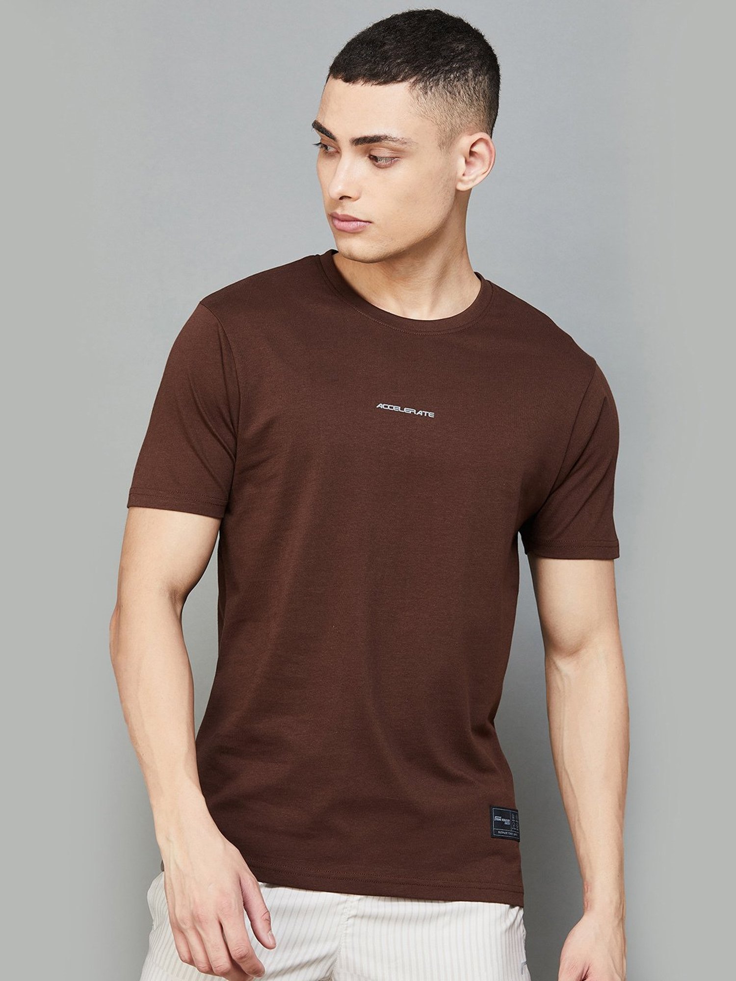 Fame Forever by Lifestyle Coffee Brown Regular Fit Sports T-Shirt