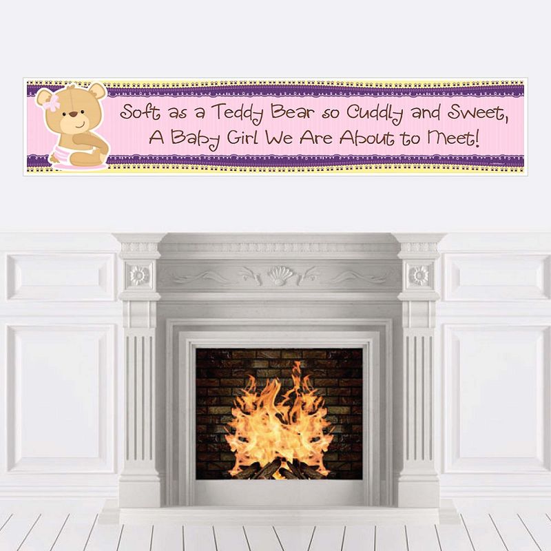 Big Dot of Happiness Girl Baby Teddy Bear - Baby Shower Decorations Party Banner