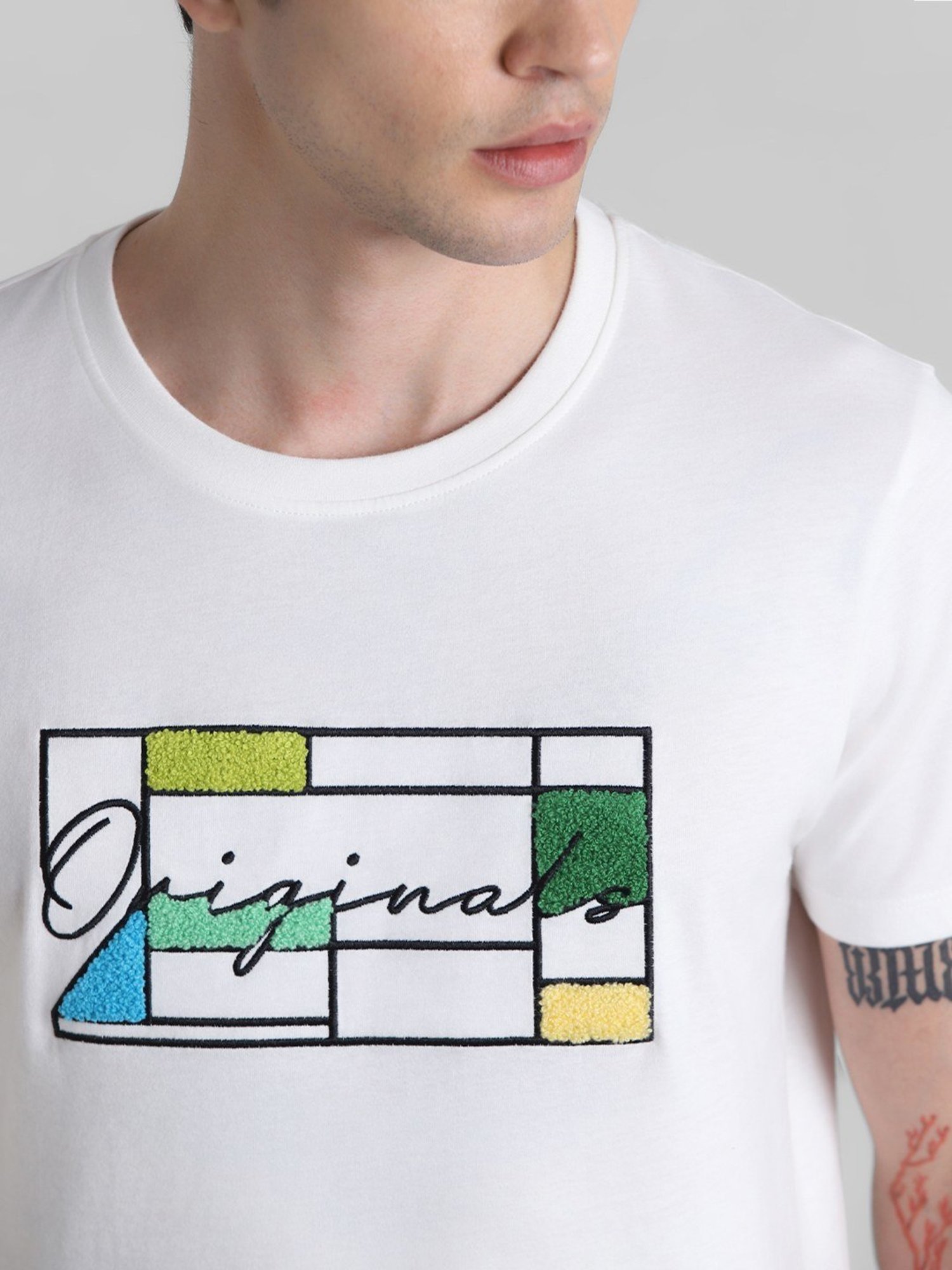 Jack & Jones Cloud Dancer Cotton Regular Fit Printed T-Shirt