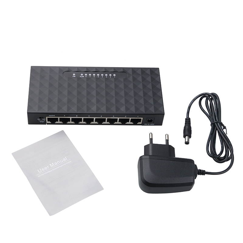 10/100/1000Mbps 8 Port Gigabit Network Switch Gigabit Ethernet Network Switcher RJ45 Lan Hub High Performance Ethernet EU Plug