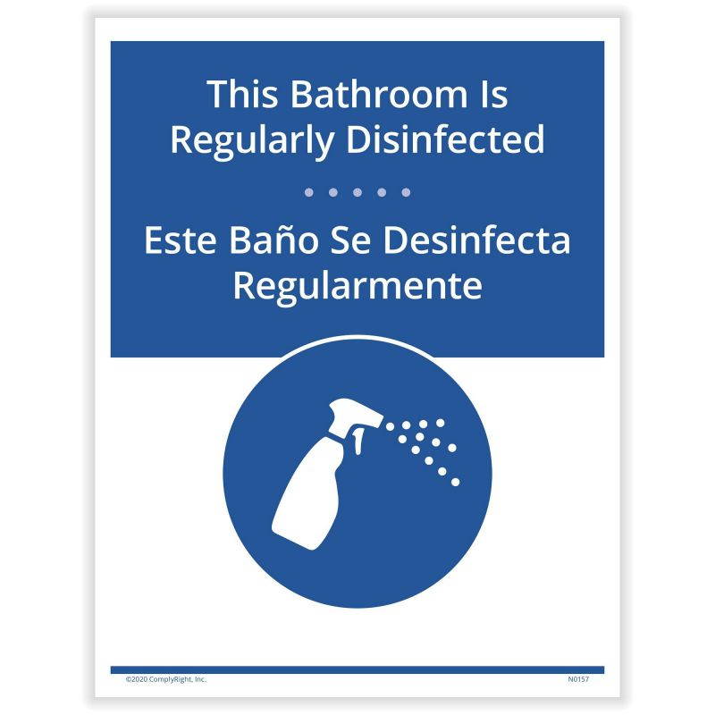 Bilingual Bathroom Regularly Disinfected Notice, 8.5" x 11" - 1 Poster per Pack