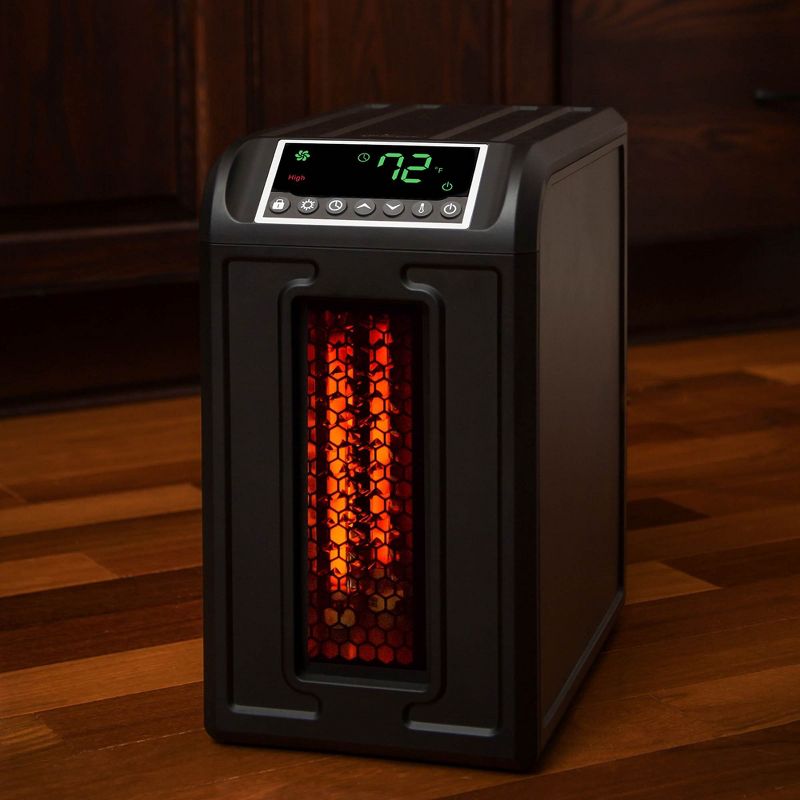 Lifesmart 3 Element 1500W Portable Electric Infrared Quartz Indoor Medium Room Space Heater, Black (2 Pack)