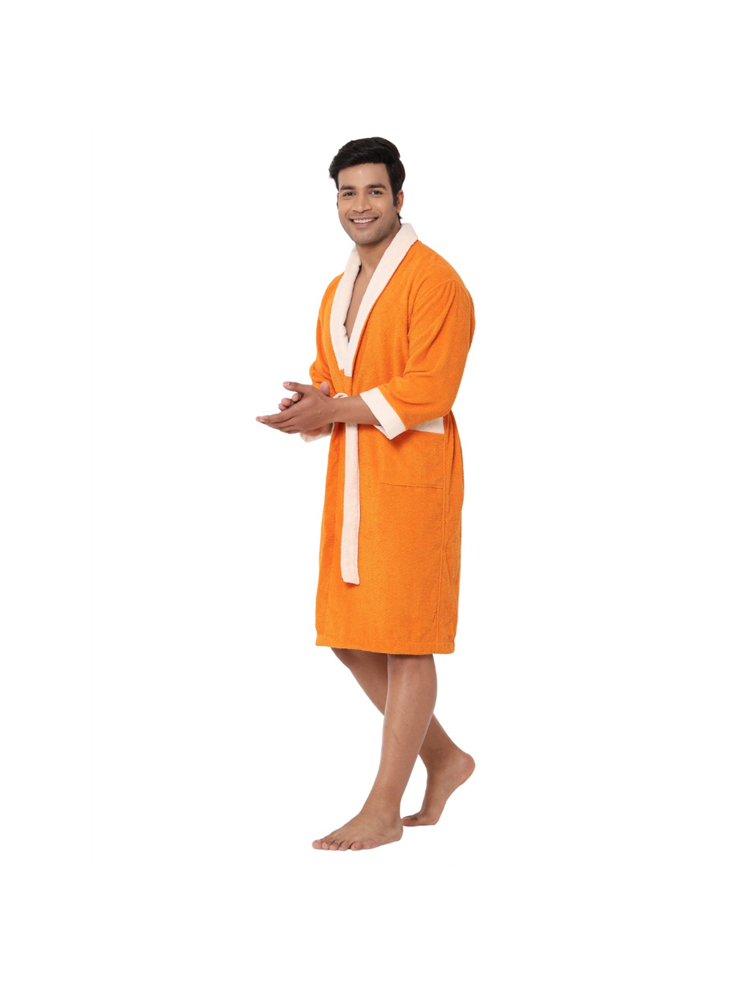 Spaces Cloudz Orange 300 GSM Cotton Medium Bathrobe
