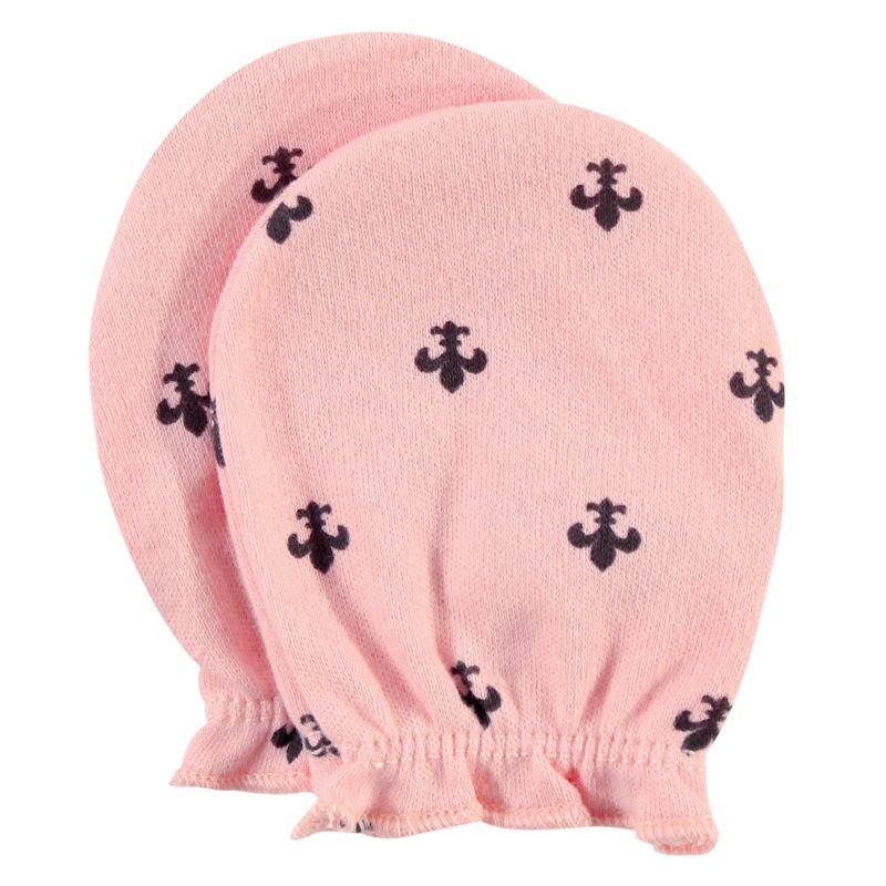 Hudson Baby Infant Girl Cotton Scratch Mittens, Berry Floral, 0-6 Months