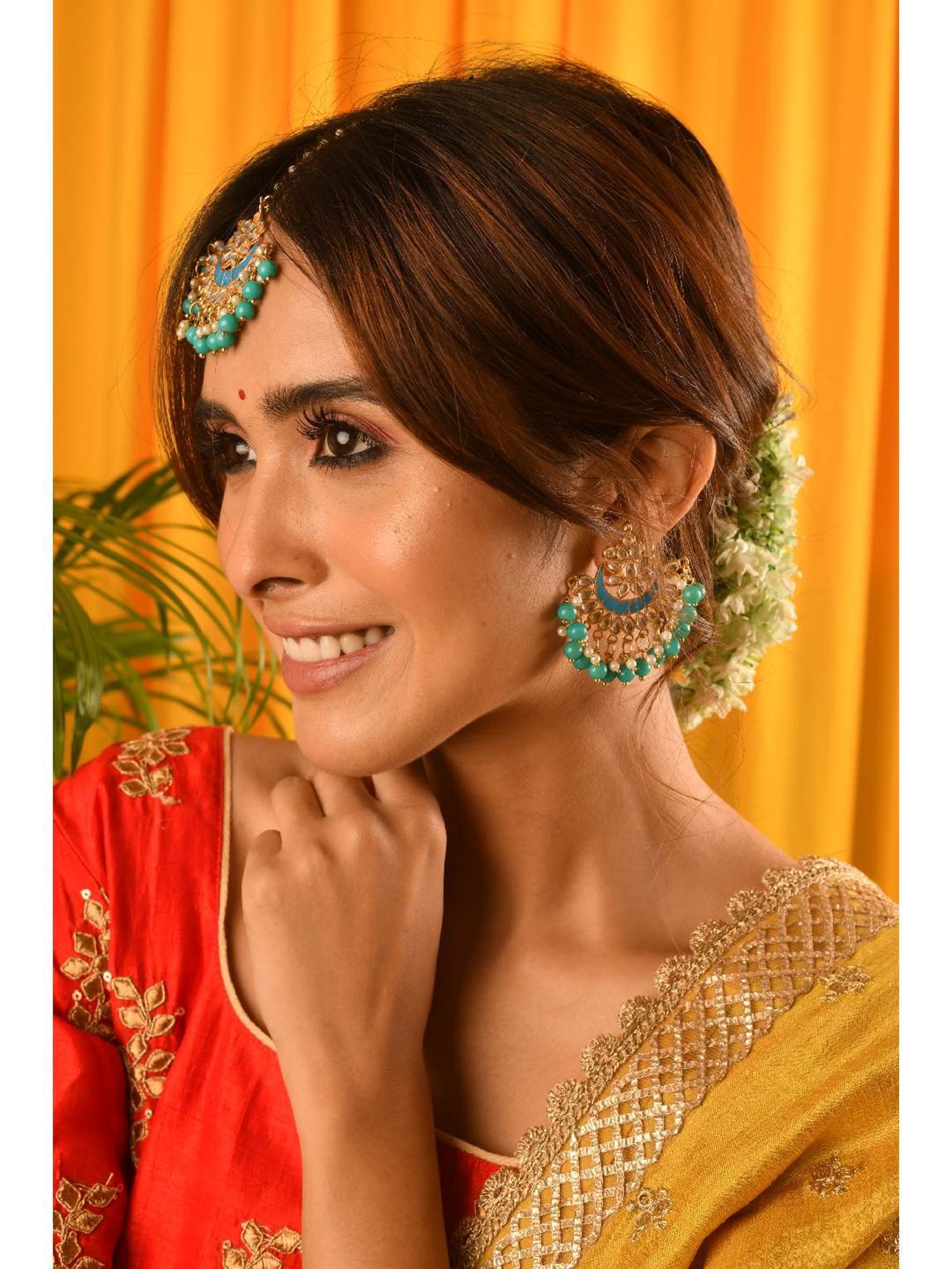 Jewelz Fashionable Earring & Maang Tikka for womens & Girls