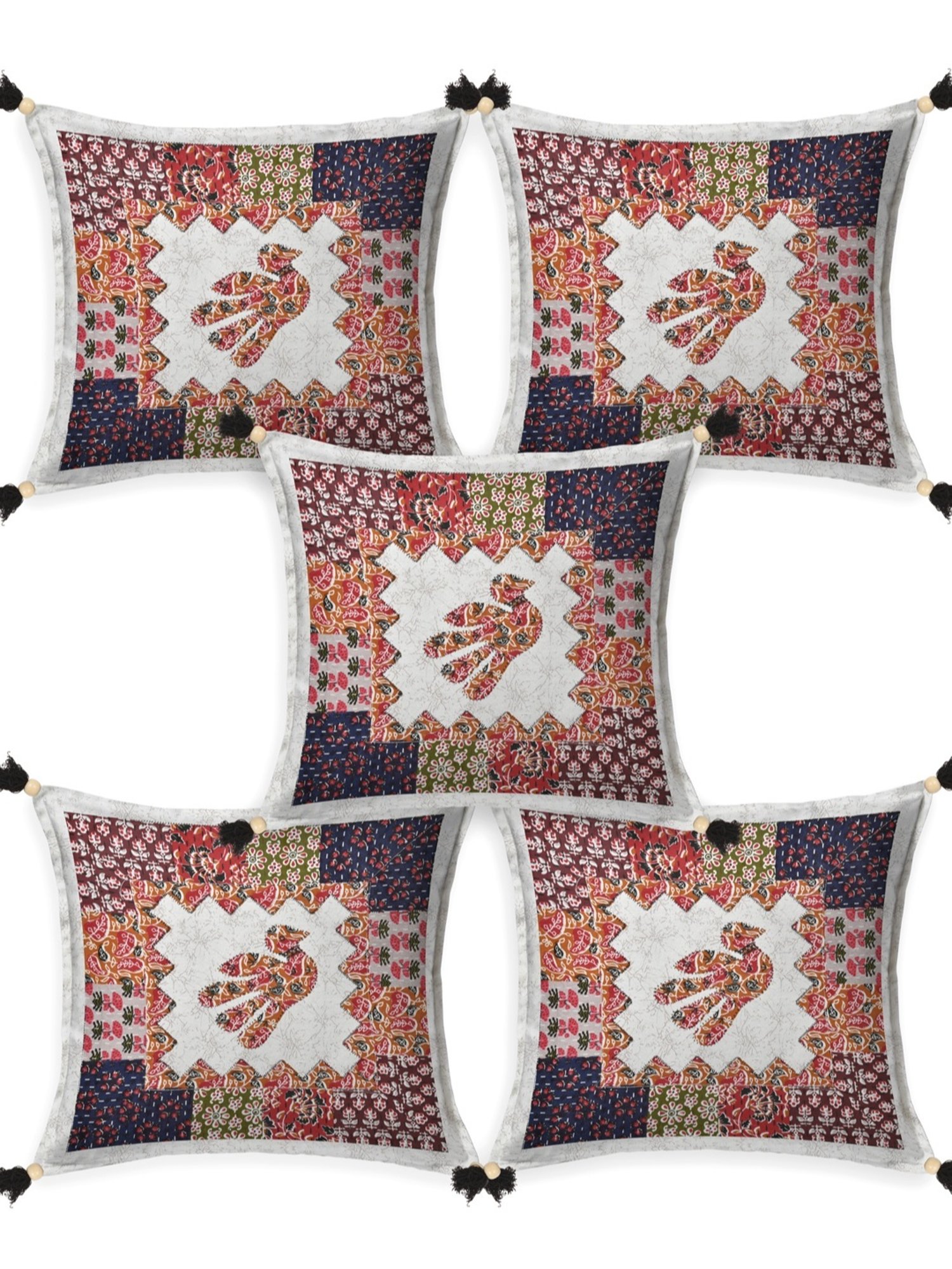 Living Roots Jaipuri Multicolor Cotton Cushion Covers - Set of 5