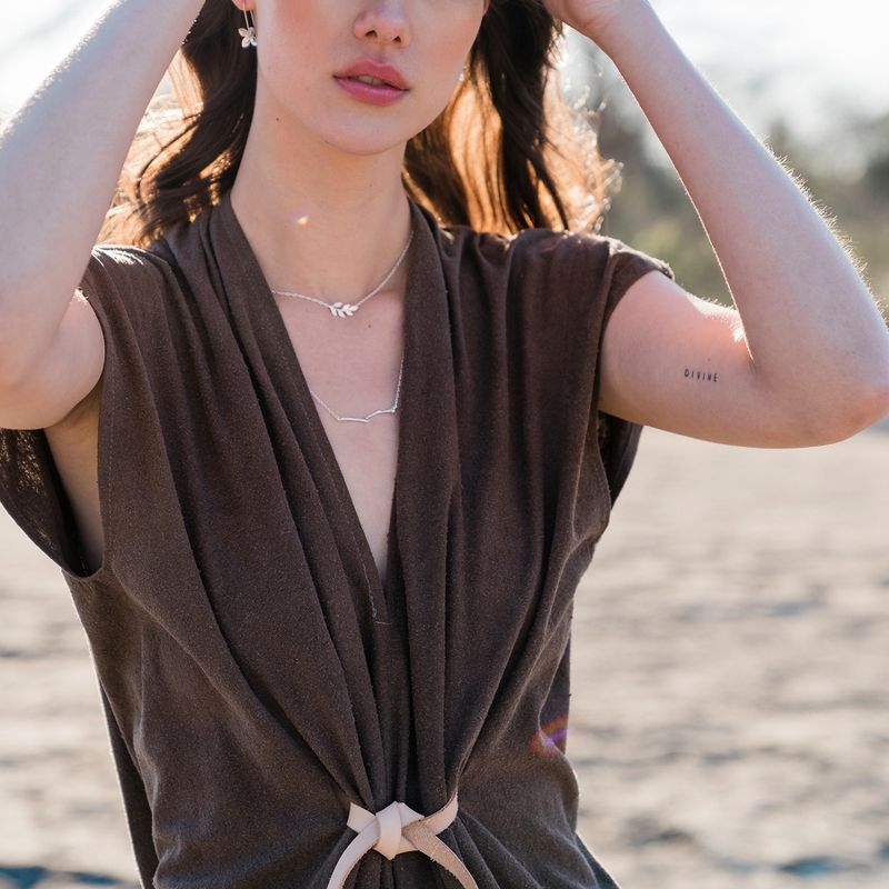 Sanctuary Project Dainty Olive Branch Necklace Silver