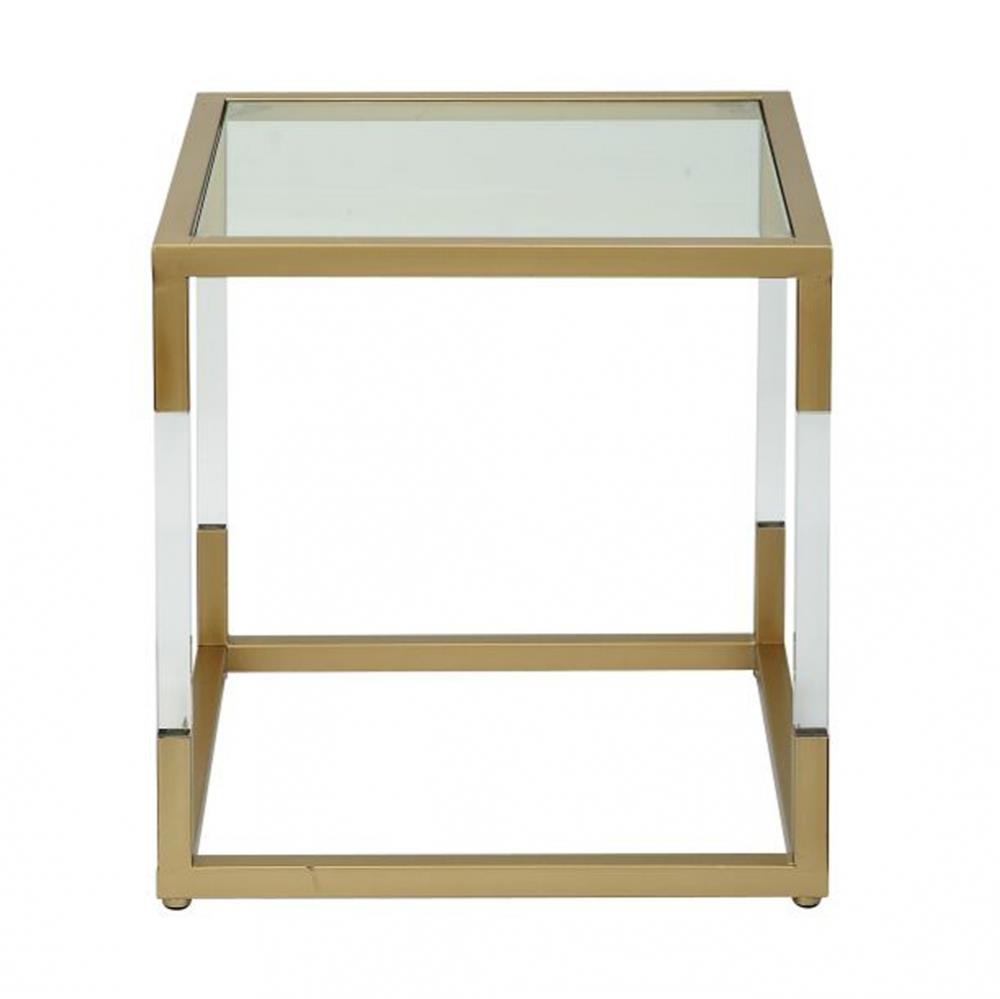 BENZARA 56932 Functional Metal Glass Acrylic End Table