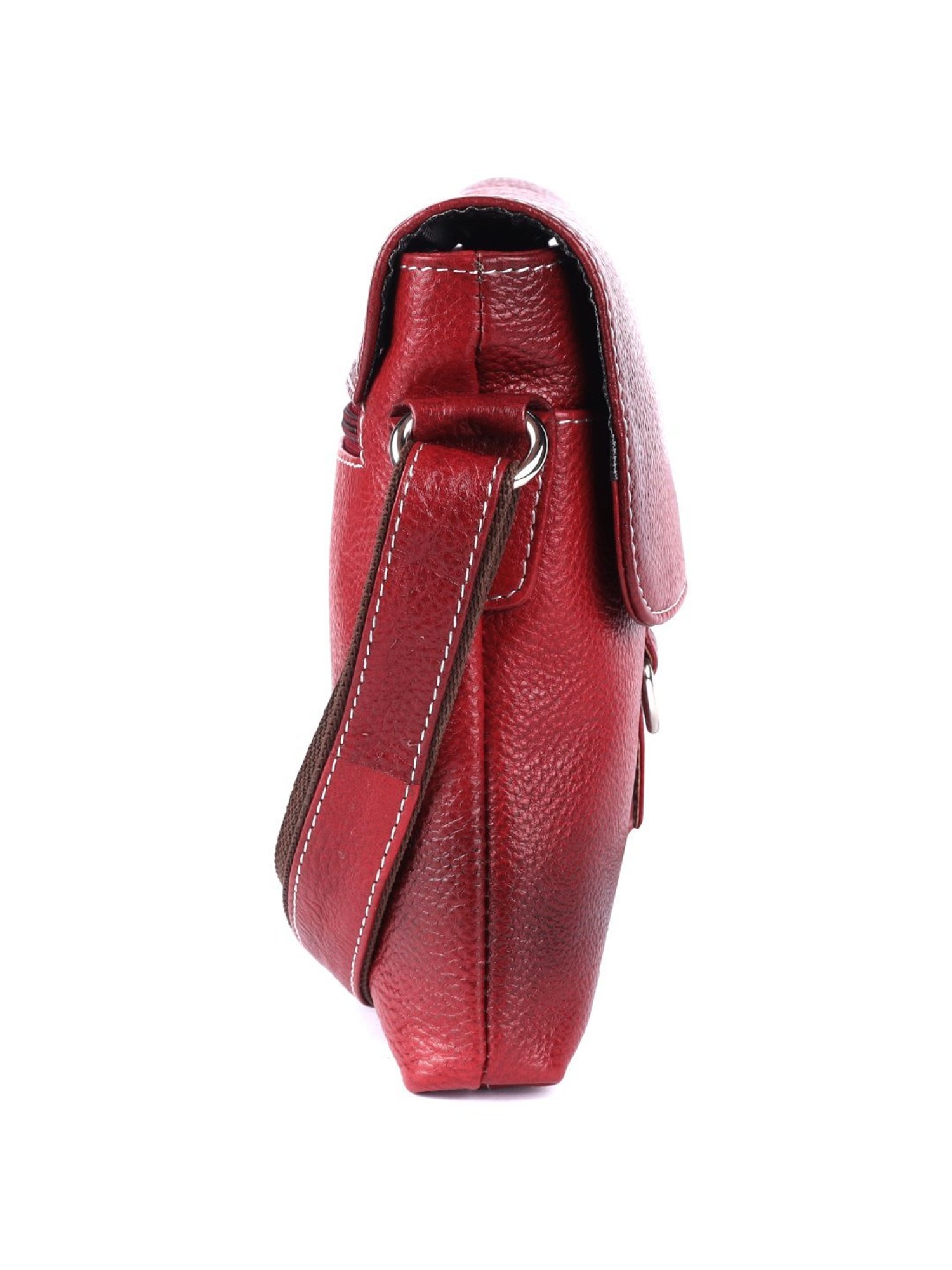 HiLEDER Pure Genuine Leather Messenger Shoulder Sling Cross Body Office Bag for Men and Women,Maroon