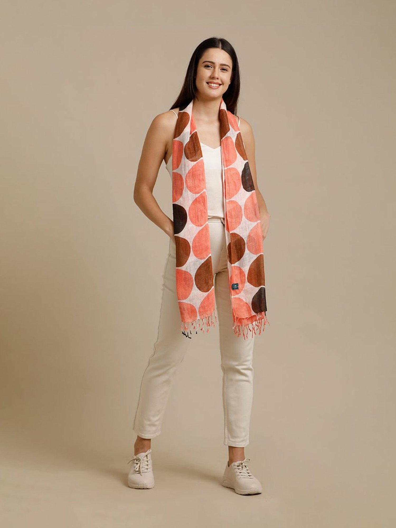 Linen Club Multicolor Printed Pure Linen Stole