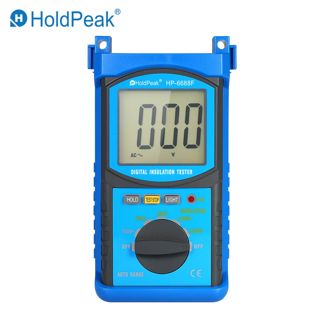 HoldPeak Auto-range LCD Digital Insulation Resistance Tester Megohm Meter Megger Megohmmeter DC250V/500V/1000V/2500V Voltmeter