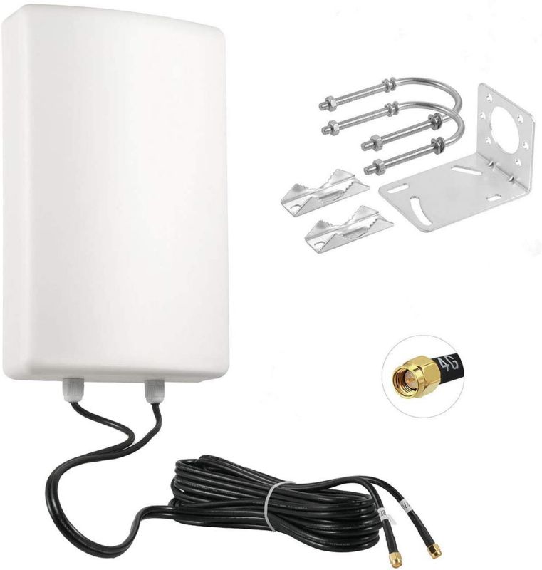 11dBi High Gain 3G 4G/LTE Waterproof Fixed-Mount Panel Dual Polarized MIMO Antenna with Dual 5 Meter Cable SMA Male Connector for Verizon AT&T T-Mobile Sprint Router Signal Booster Cellular Amplifier