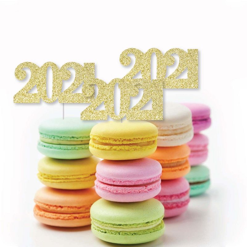 Big Dot of Happiness Gold Glitter 2021 - No-Mess Real Gold Glitter Cut-Out Numbers - 2021 Graduation Party Confetti - Set of 24