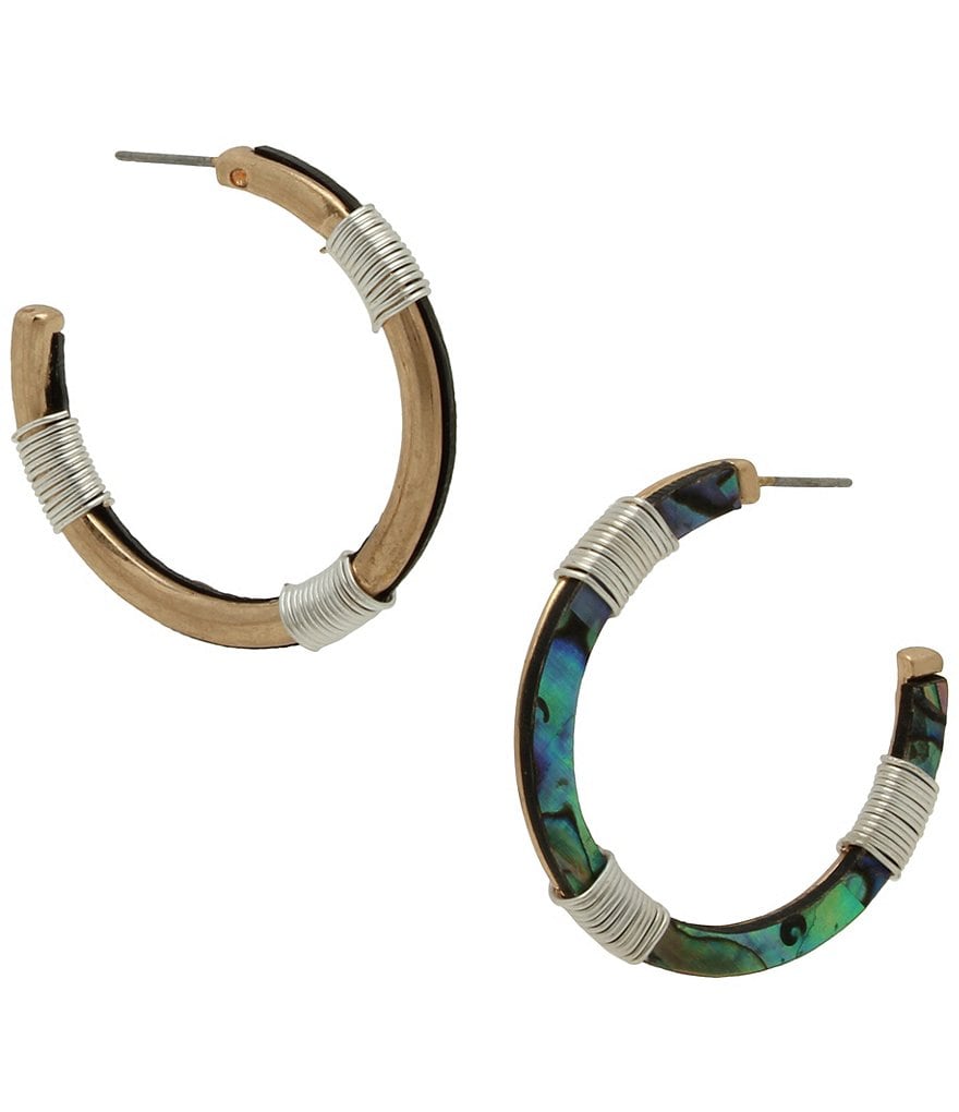 Robert Lee Morris Soho Abalone Reversible Hoop Earrings