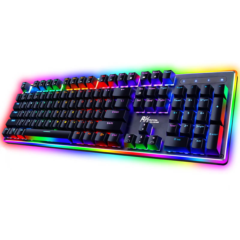 Royal Kludge RK951 Ergonomic Design,Cool Exterior, Mixed Colored Backlit,USB Wired, All Programmable Keys, N-KeyRollover  Mechanical  Gaming  Keyboard  For Office And Game - Black( Red Switch)