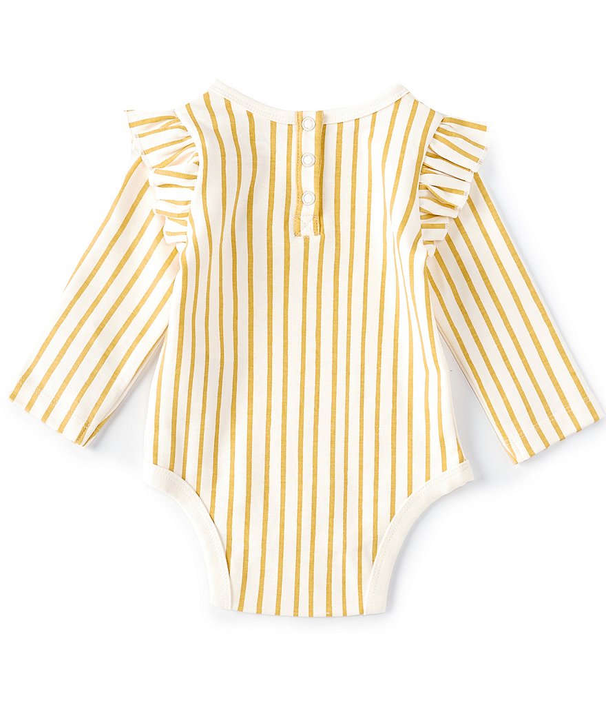 Pehr Baby Girls Newborn-12 Months Long-Sleeve Ruffle Stripes Away Bodysuit