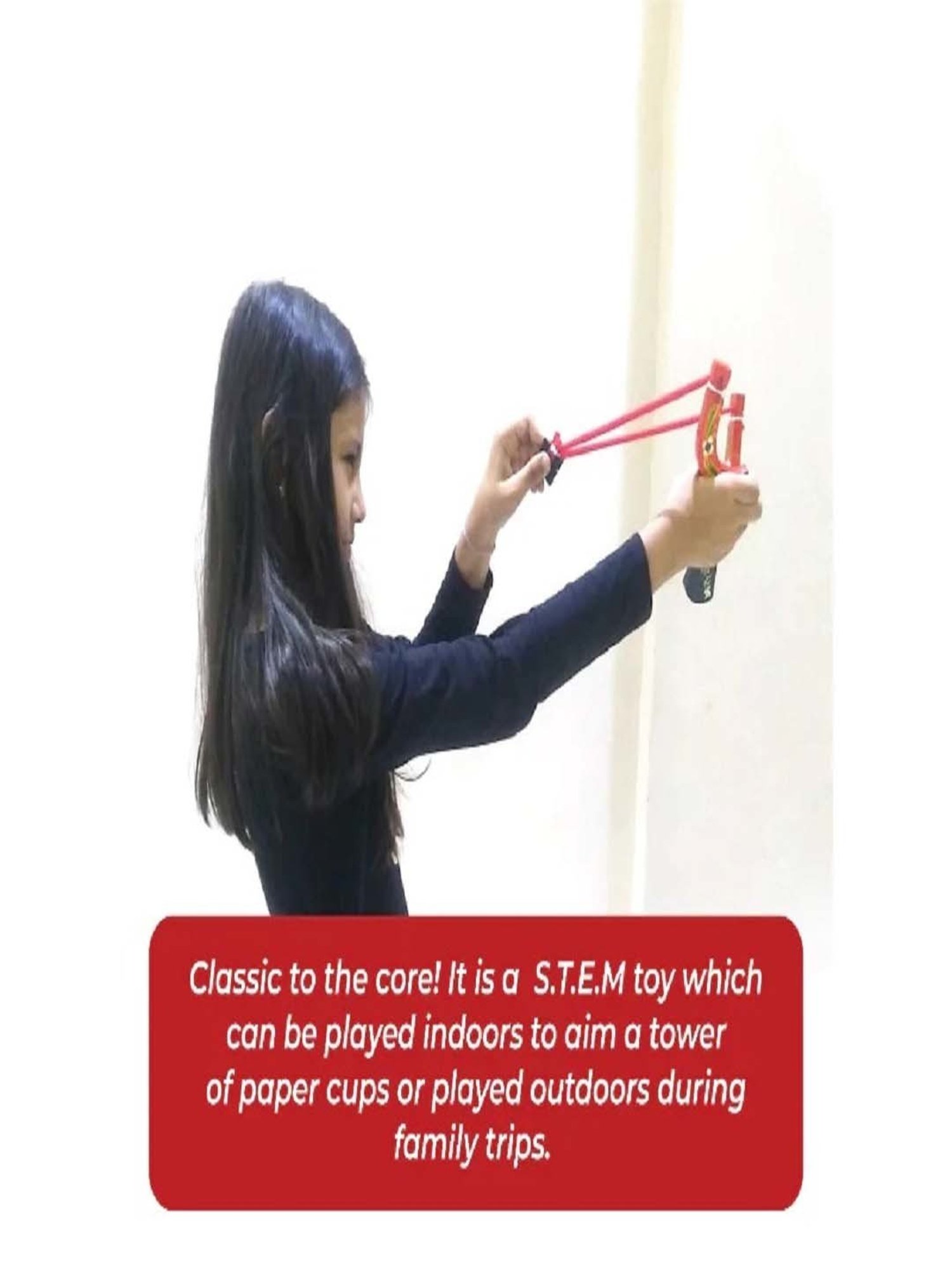 Desi Toys Kids Red & Green Wooden Slingshot