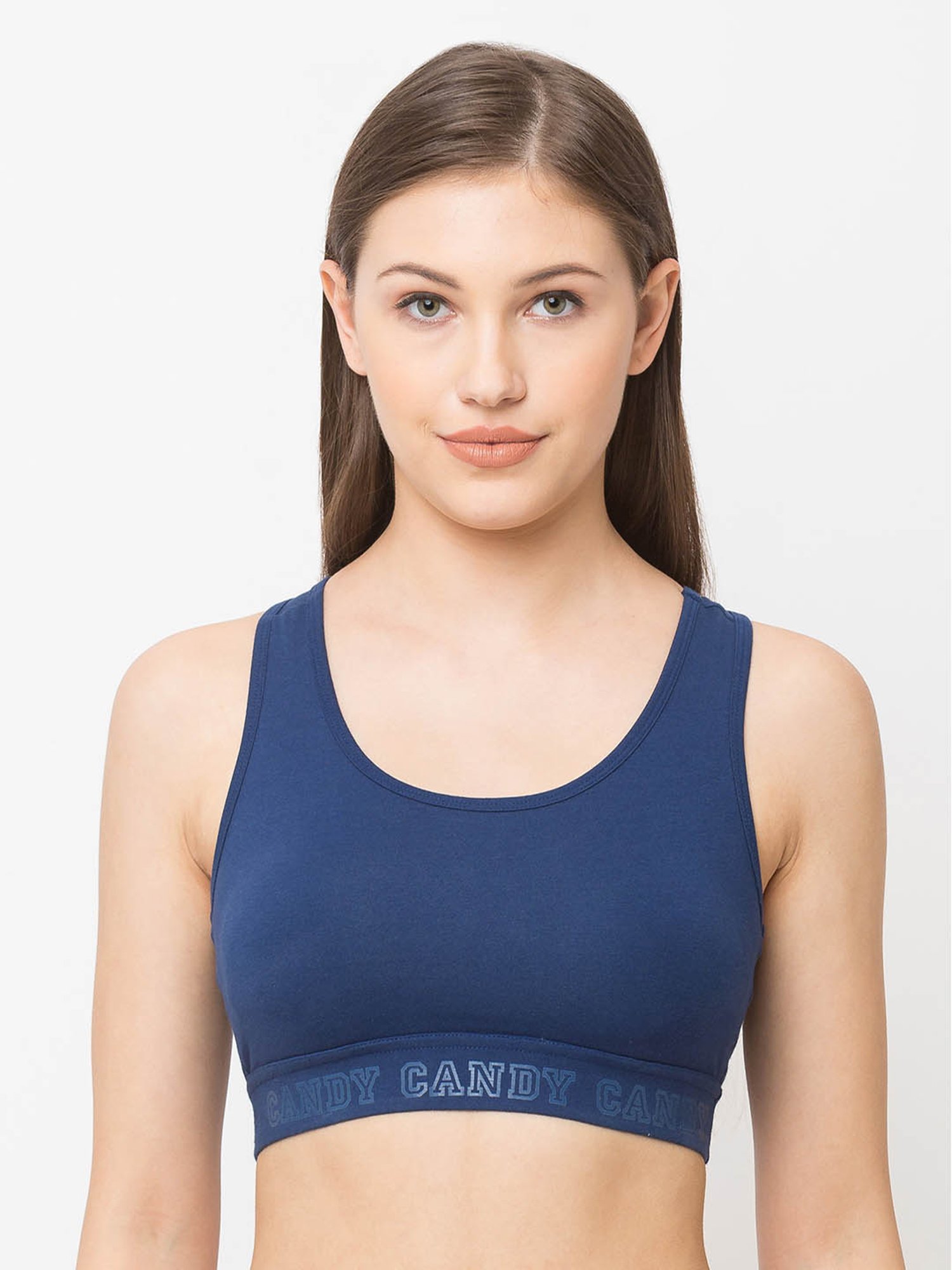 Candyskin Navy Non Wired Padded Full Coverage Sports Bra