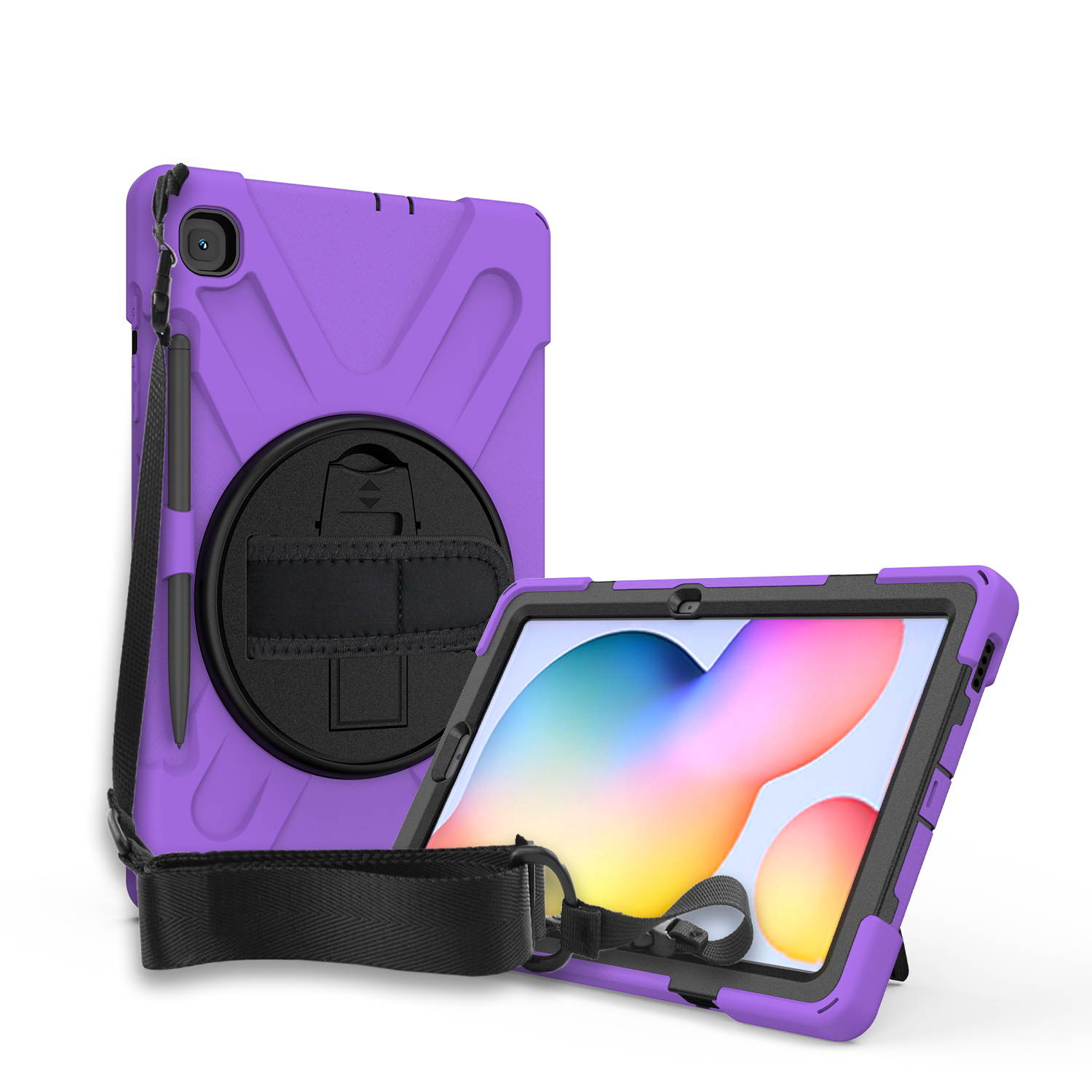 Galaxy Tab S6 LITE 10.4 P610 Case Cover, Heavy Duty Shield, Kickstand, Handstrap, Carrying Shoulderstrap Sling For Samsung Galaxy Tab S6 Lite 10.4 P610 [Purple]