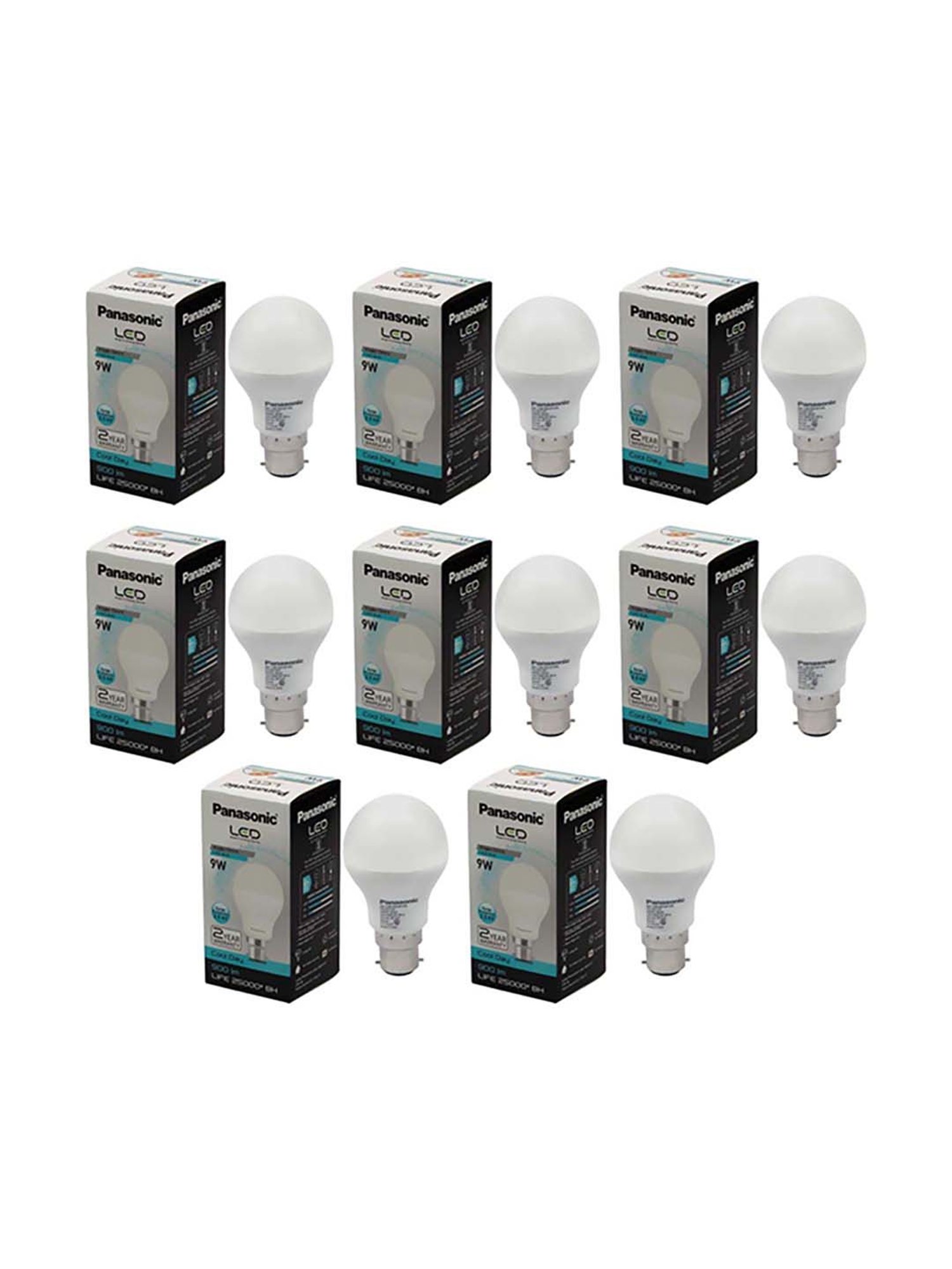 Panasonic B22 9Watt LED Bulb - Pack of 8 (Cool Day Light)