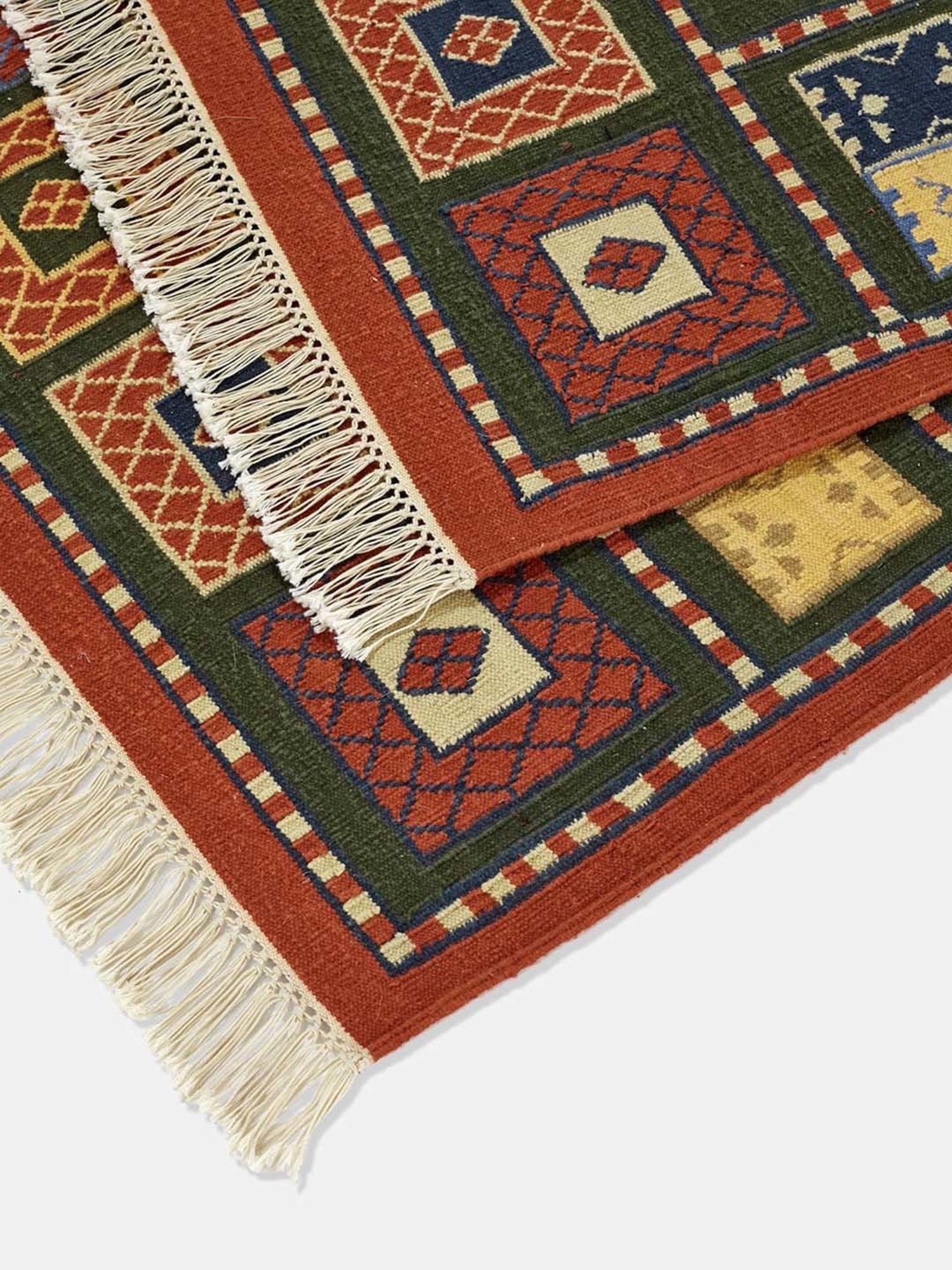 Fabindia Panja Red Cotton Panja Dhurrie