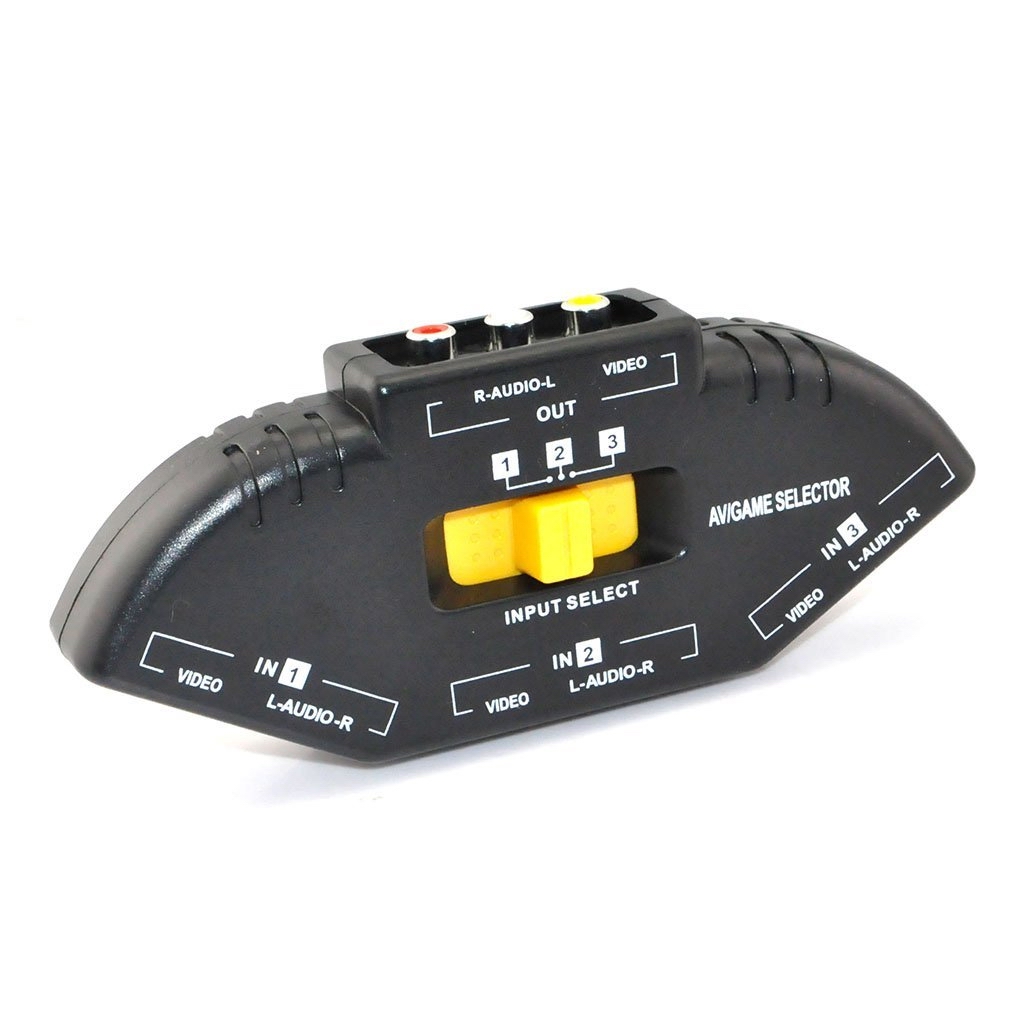 New 3 Port Input Channels RCA Adapter Switch AV DVD Audio Video Selector Cable