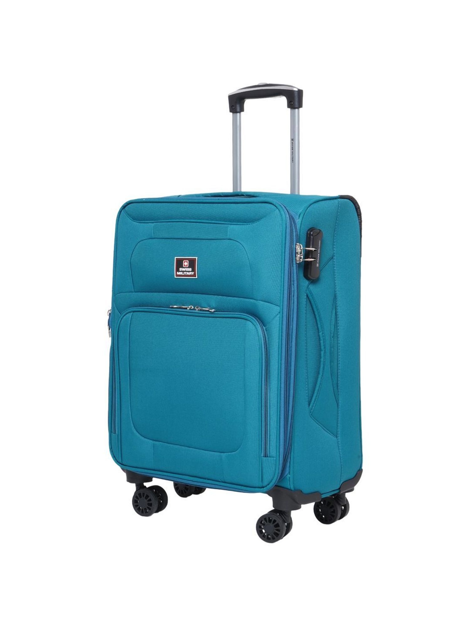 Swiss Military Teal 8 Wheels Small Carry-On Luggage