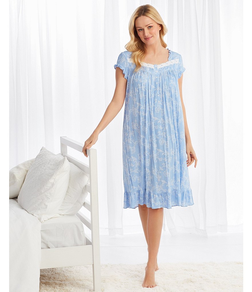Eileen West Floral & Dot Print Cap Sleeve Modal Waltz Nightgown