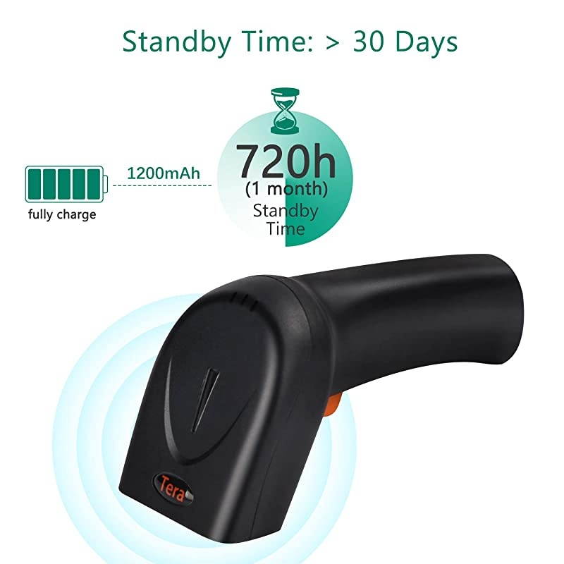 Barcode Scanner Wireless and Wired 1D 2D QR Digital Printed Bar Codes Reader Portable Handheld Barcode Scanner Compact with Magic Diamond Accurate Rapid Aiming System and Vibration Alert