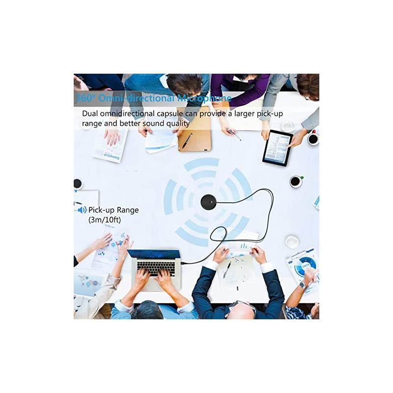 USB Conference Microphone Desktop Omnidirectional Condenser Boundary PC Computer Laptop Mic with Mute Function for Recording Video Meeting Gaming Skype VoIP Calls WindowMac
