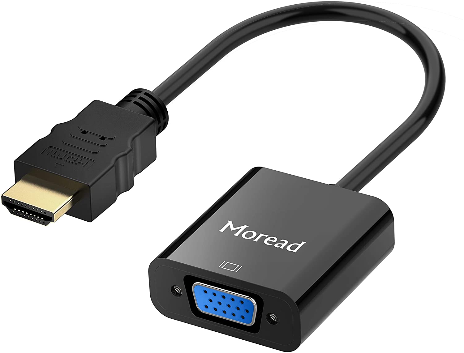 HDMI to VGA, Gold-Plated HDMI to VGA Adapter (Male to Female) for Computer, Desktop, Laptop, PC, Monitor, Projector, HDTV, Chromebook, Raspberry Pi, Roku, Xbox and More - Black