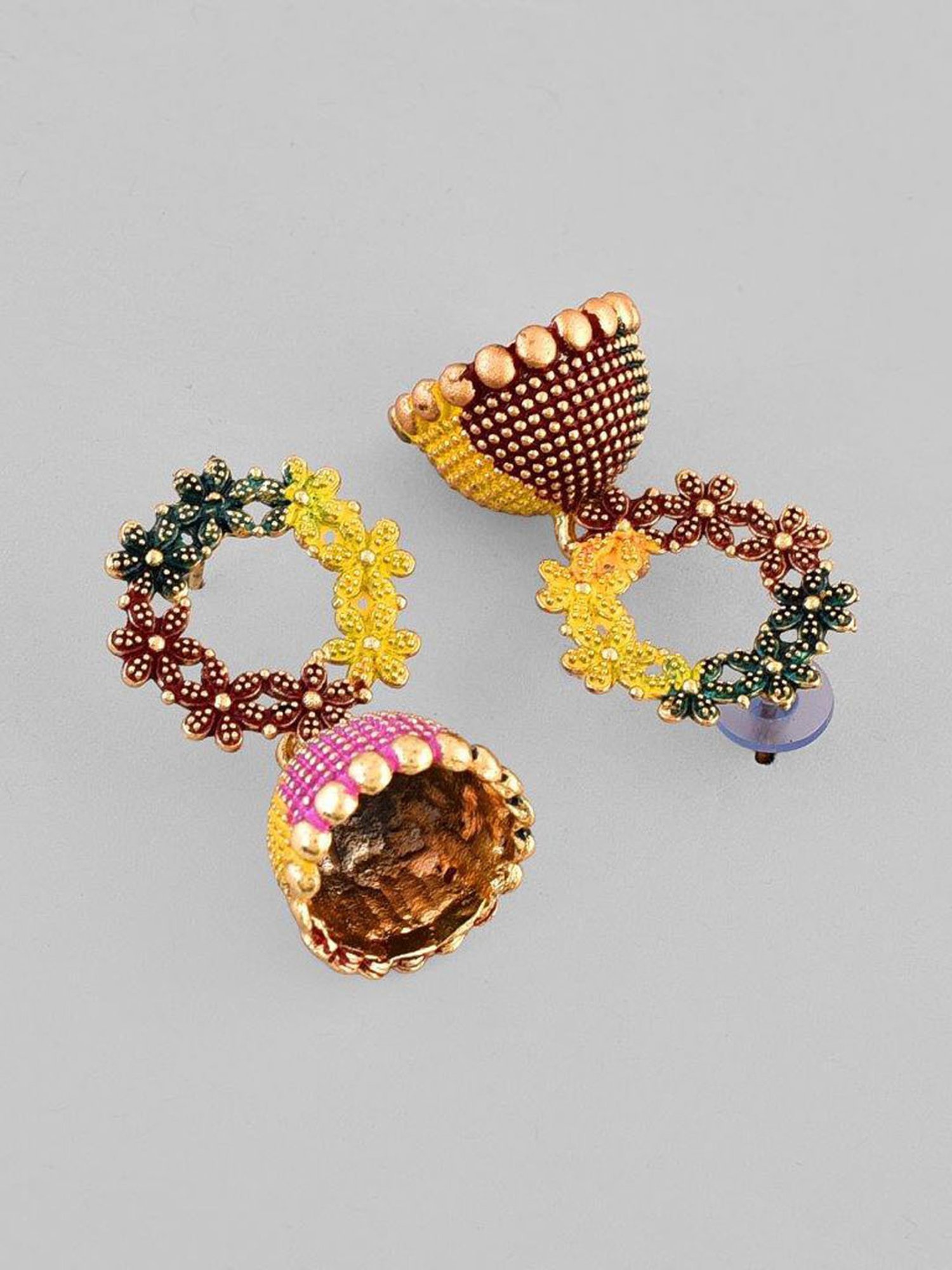 VOJ Multi Color Contemporary Jhumka Earrings for Women