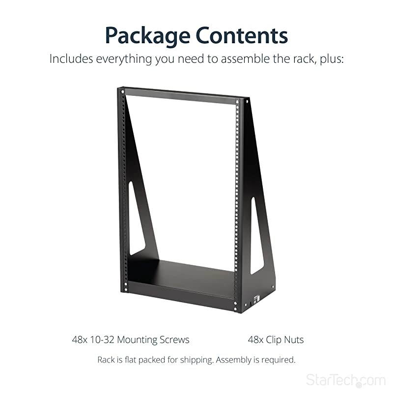 com 16U Open Frame Network Rack 19 2 Post Free Standing Desktop Rack for Computer AV Media IT Equipment for Server Room 2POSTRACK16