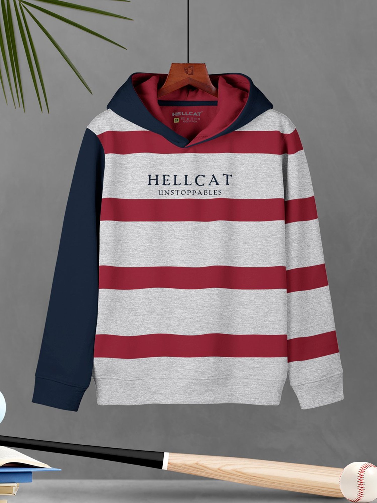 HELLCAT Kids Multicolor Printed Full Sleeves Hoodie T-Shirt with Trackpants