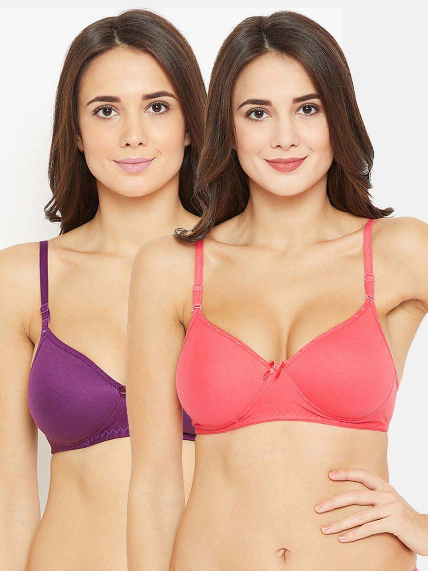 N-Gal Coral & Purple Everyday Bras - Pack Of 2