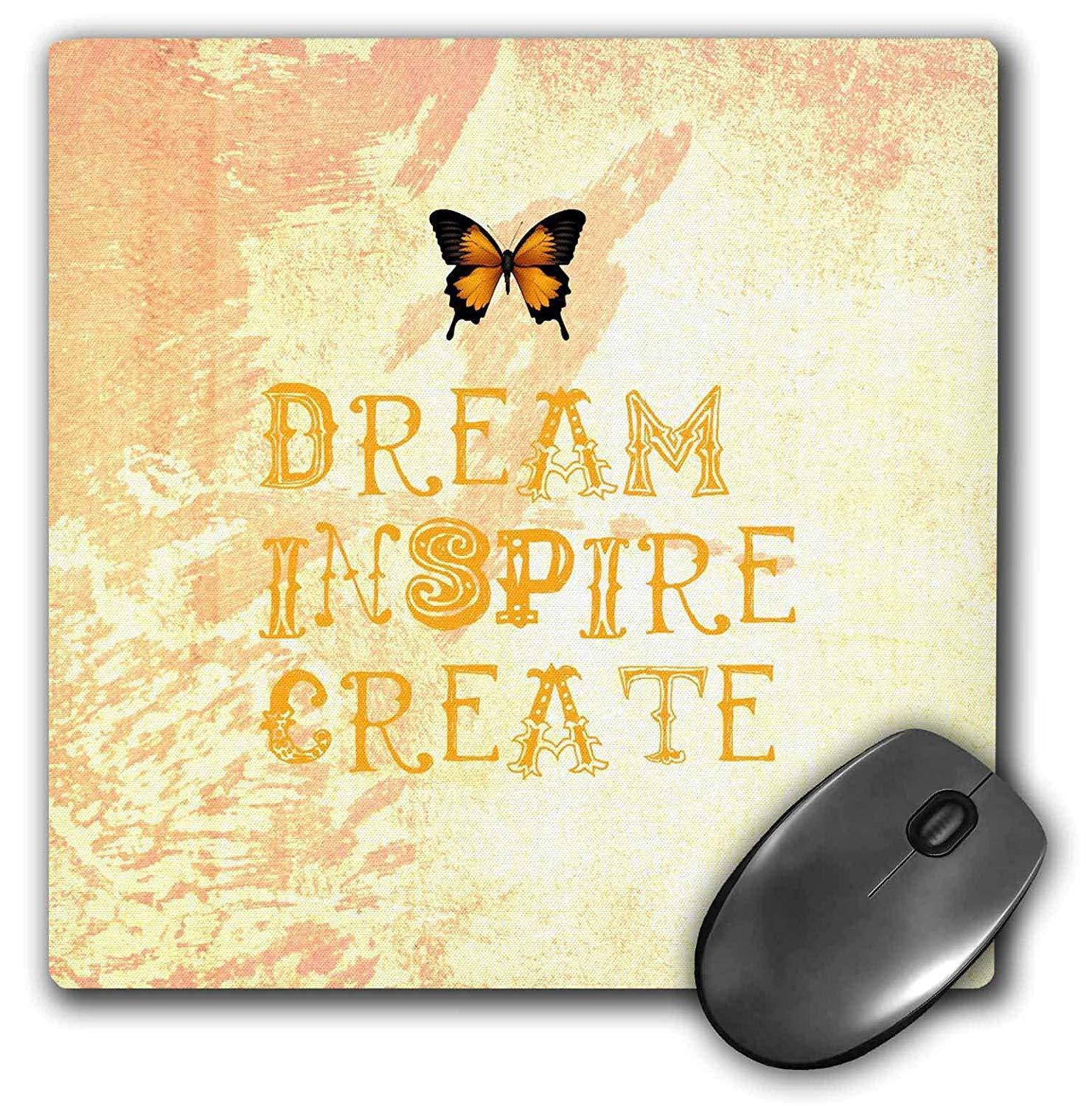 3dRose LLC 8 x 8 x 0.25 Inches Mouse Pad, Yellow Tie Dye Dream Inspire Create Butterfly Law of Attraction (mp_30471_1)