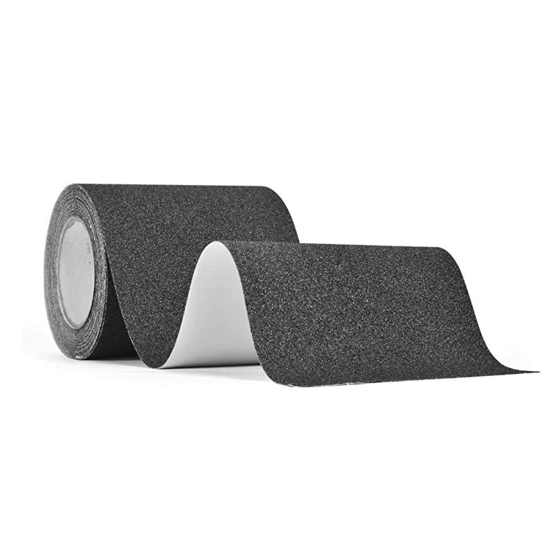 Slip Traction Tape 6quot &times; 30 Feet Longer and Wider 80 Grit Best Grip and Friction Safe Tread Step Strong Abrasive Adhesive for Stairs Indoor Outdoor Black