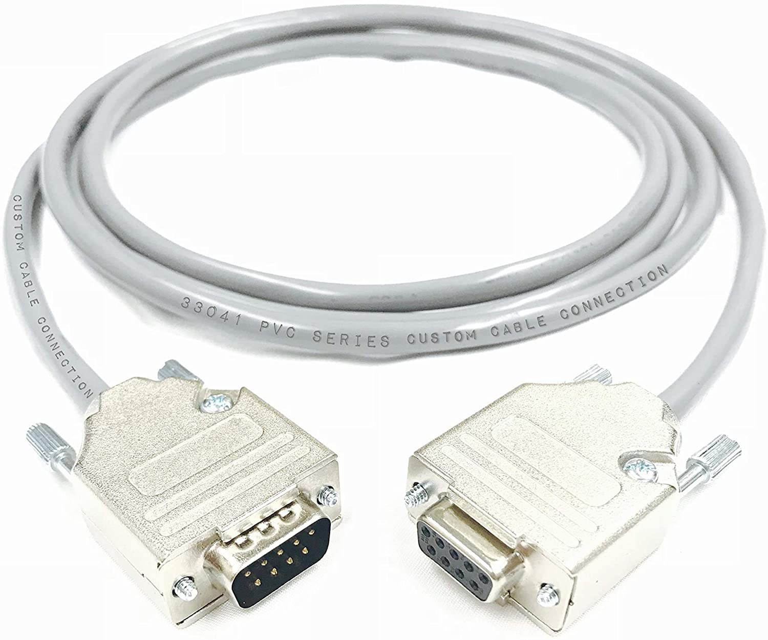 6 Foot DB9 Male to Female RS232 Extension Serial Cable - 24 AWG with Grey PVC Jacket - Made in USA by Custom Cable Connection