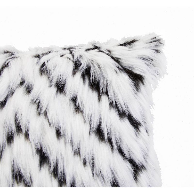 22"x22" Zola Faux Fur Pillow White/Black - Décor Therapy